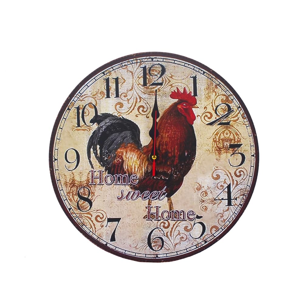 Horloge murale ronde coq silencieuse pour stopper le bruit du tic-tac
