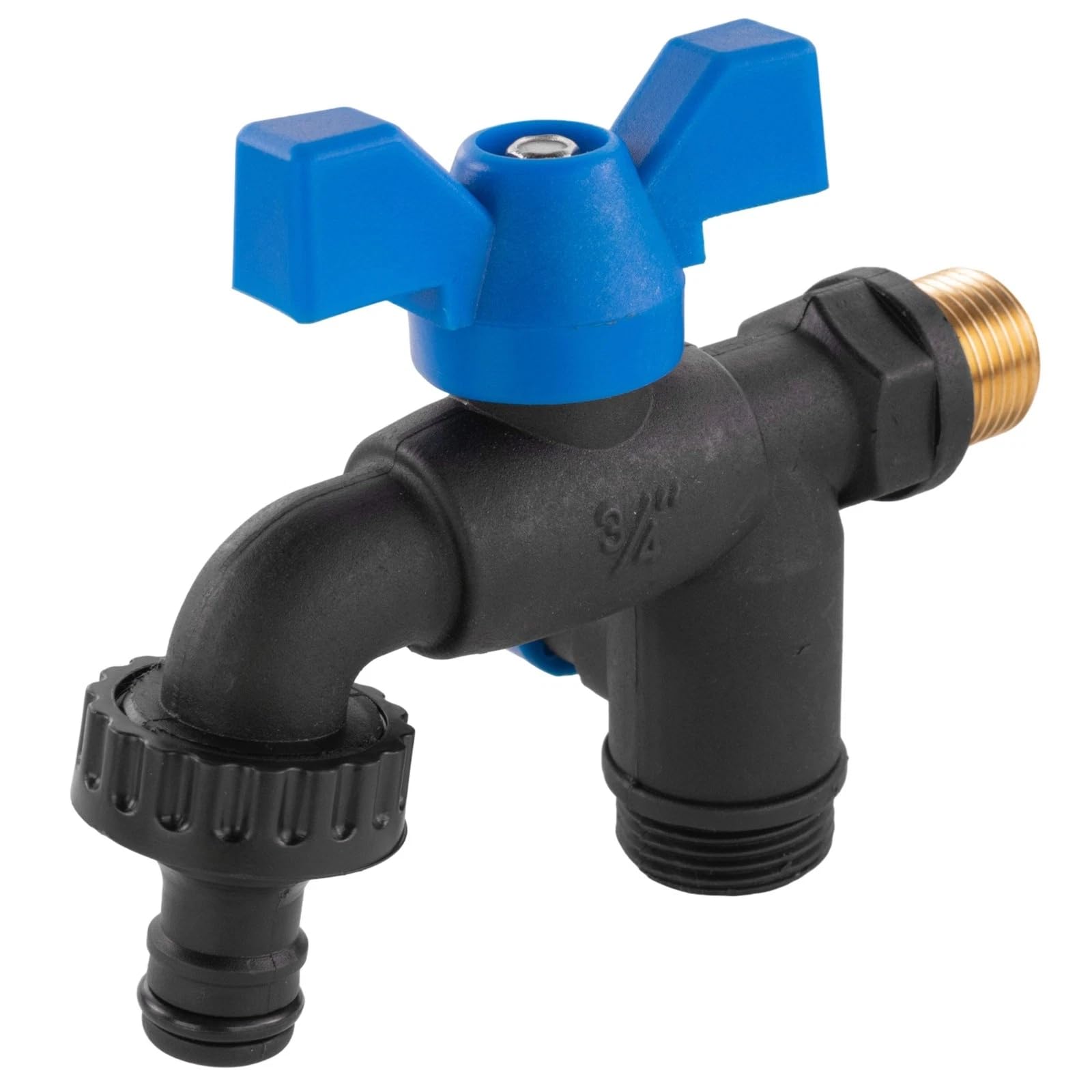 Garden Bib Double Tap 1/2" BSP Male - Dual Outlet Outdoor Water Faucet with Two Valves and Hozelock Compatible Hose Connector - Durable Wall Faucet for Garden, Yard, Greenhouse, Irrigation, Watering โ image 1