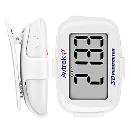 AVTREK 3D Pedometer Clip On-Step Counter for Walking-No App No Phone-LED Backlight-Accurate Step Tracker Clip for Women,Men,Senior(White)
