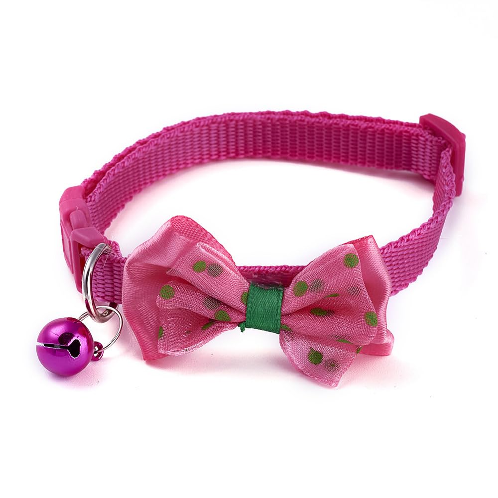 Via Mazzini Furry Finery Candy Color Bow Collar with Bell for Cats, Puppies, Small Dogs, Fat Rabbits || Special Celebrations/Birthdays || Adjustable Size (BB0165) 2 Pcs 1