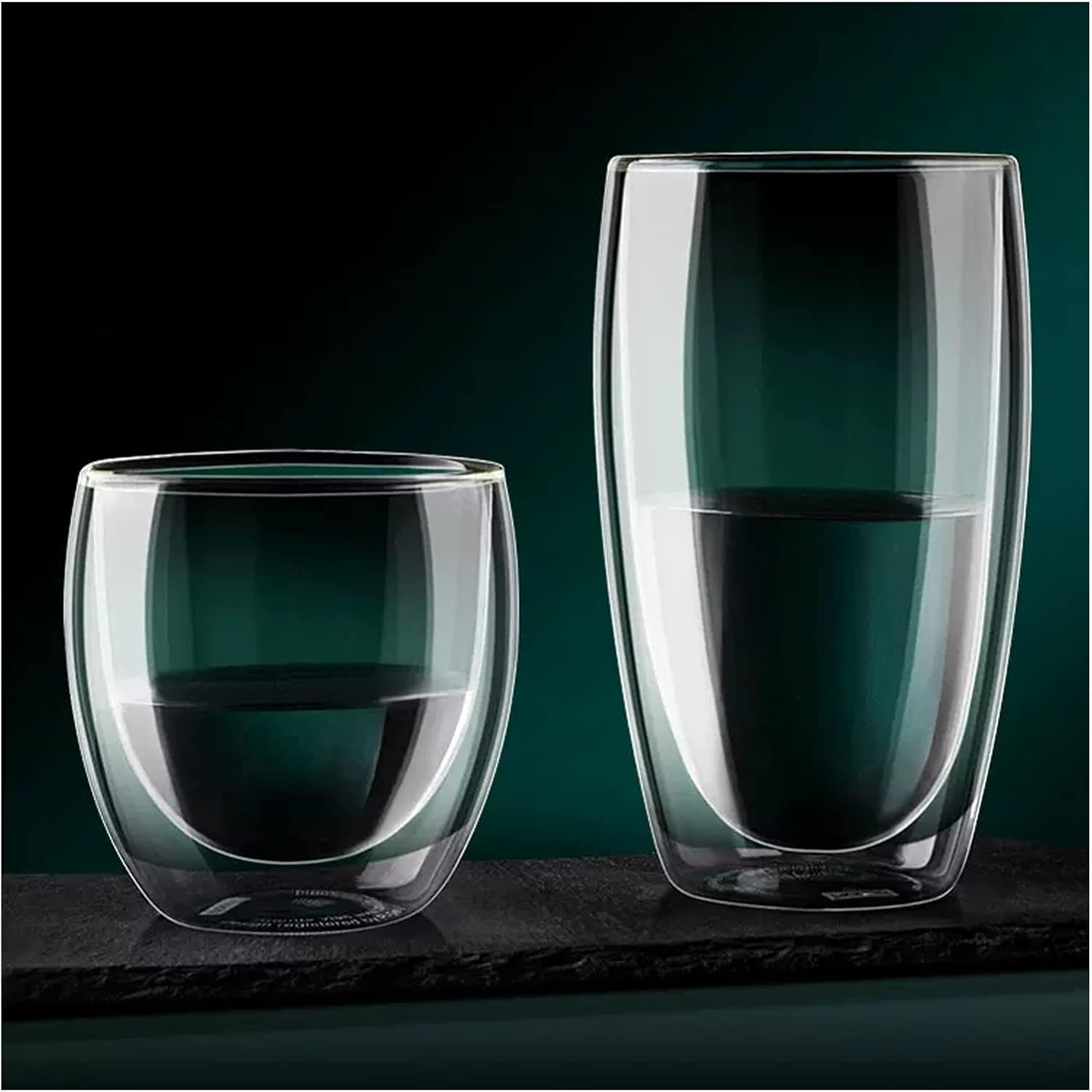Glass Cups/Glass Tumblers High-end Double Insulation Glass Cups High Value Water Cups Thickened Not Hot Hand Glass Drinking Glasses (Color : B) (B)