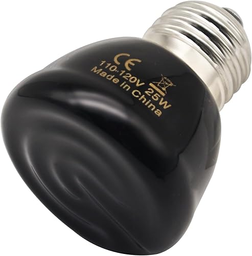 Mini Reptile Heat Lamp, 25w Infrared Ceramic Heat Emitter, No Light Emitting Reptile Heat Bulbs,Ceramic Heat Lamp for Amphibian, Chicken Coop,Cat,