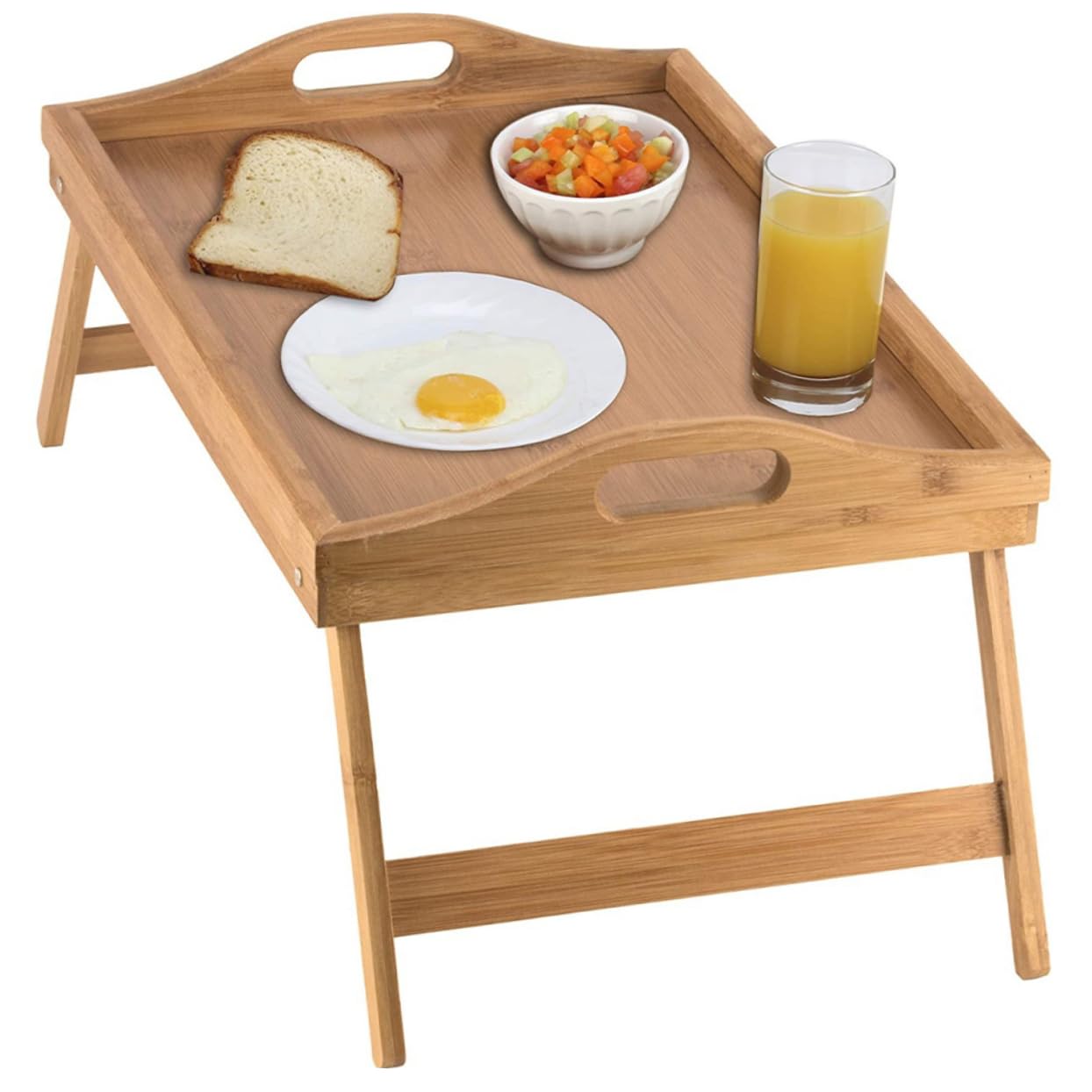 Tablette pour Ordinateur Portable au Lit Pliable en Bois avec Poignées