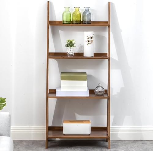 Miniatura 3 de Maydear Estantería de Escalera de Bambú, Estantería Inclinable de 4 Niveles Organizadora Independiente para Sala de Estar, Dormitorio, Cocina,