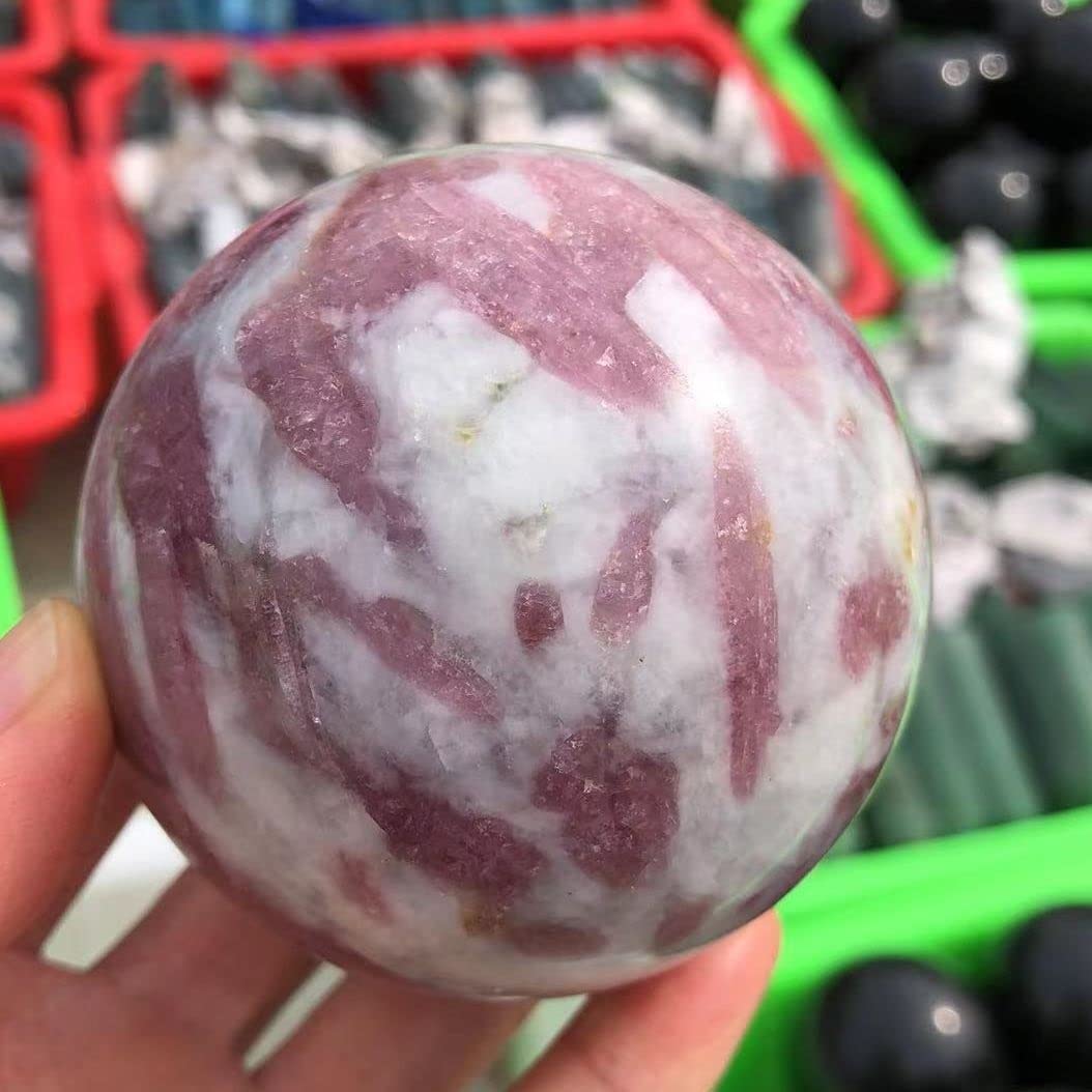 Amazon.co.jp: 天然ピンクトルマリンクリスタルボール、ホームレイキヒーリングストーン 美しい結晶 ファッション : ファッション 1個 クリスタルストーン 民芸 ボール ピンクトルマリン クリスタル球 ホームデコレーション 60-65mm