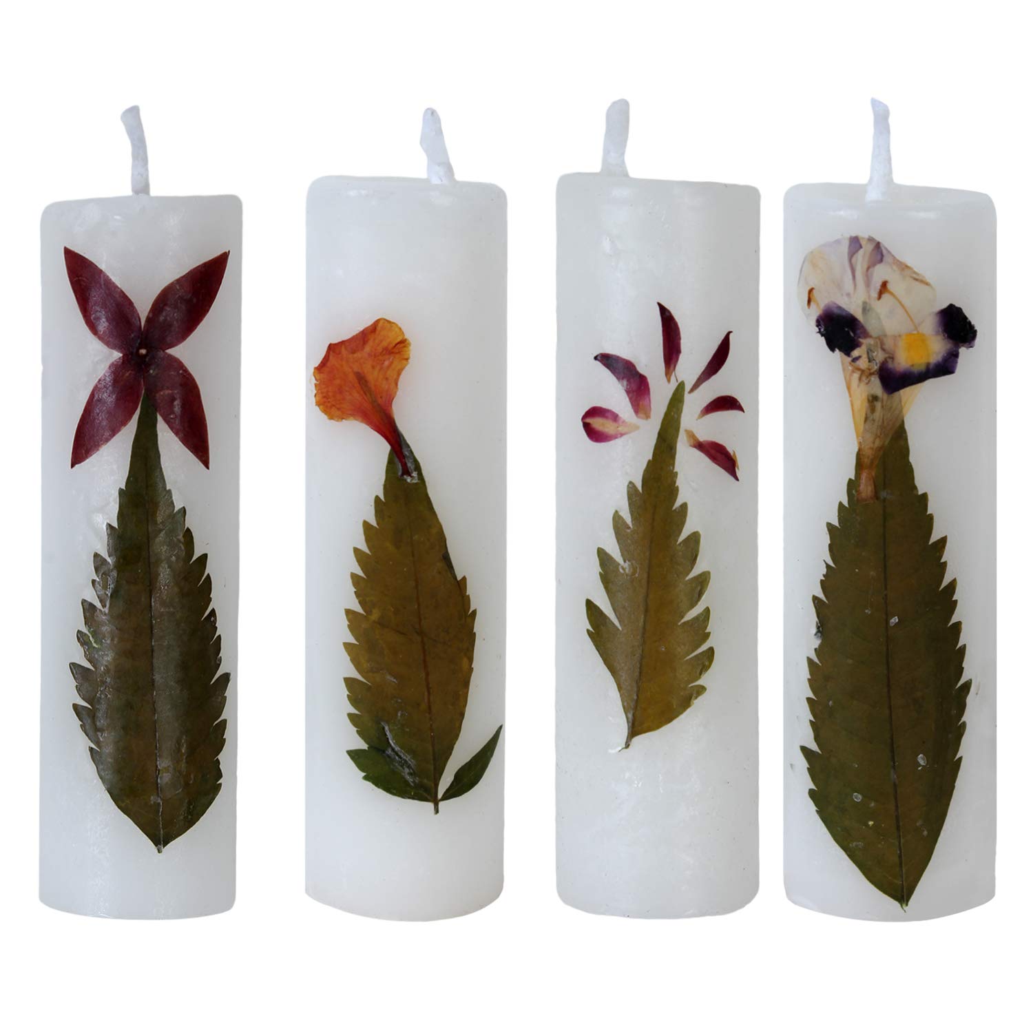 SPAVEDA Scented Wax Candles with Flower Decoration - Set of 5 Pcs