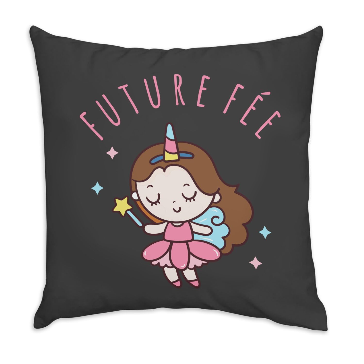 Coussin en velours noir pour cadeau d'anniversaire fille thème princesse