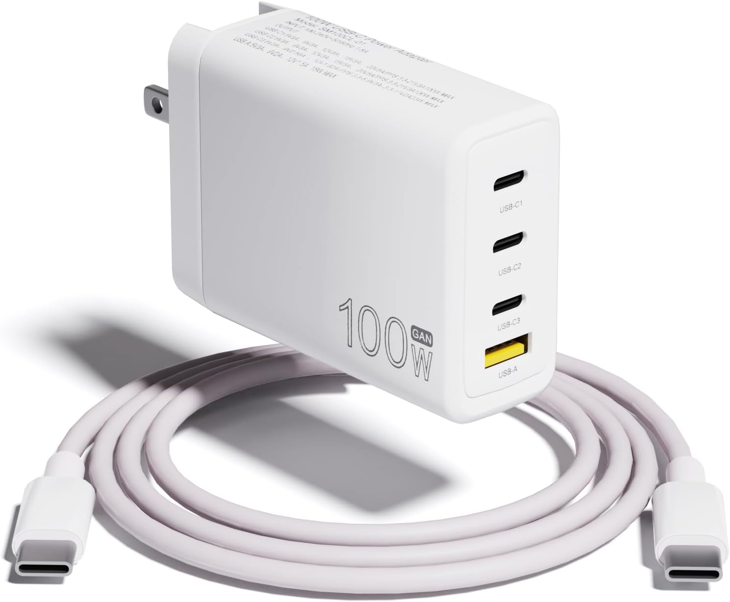 USB C Charger Block,100W USB C Charger, 4Port Foldable Type C Laptop Charger for