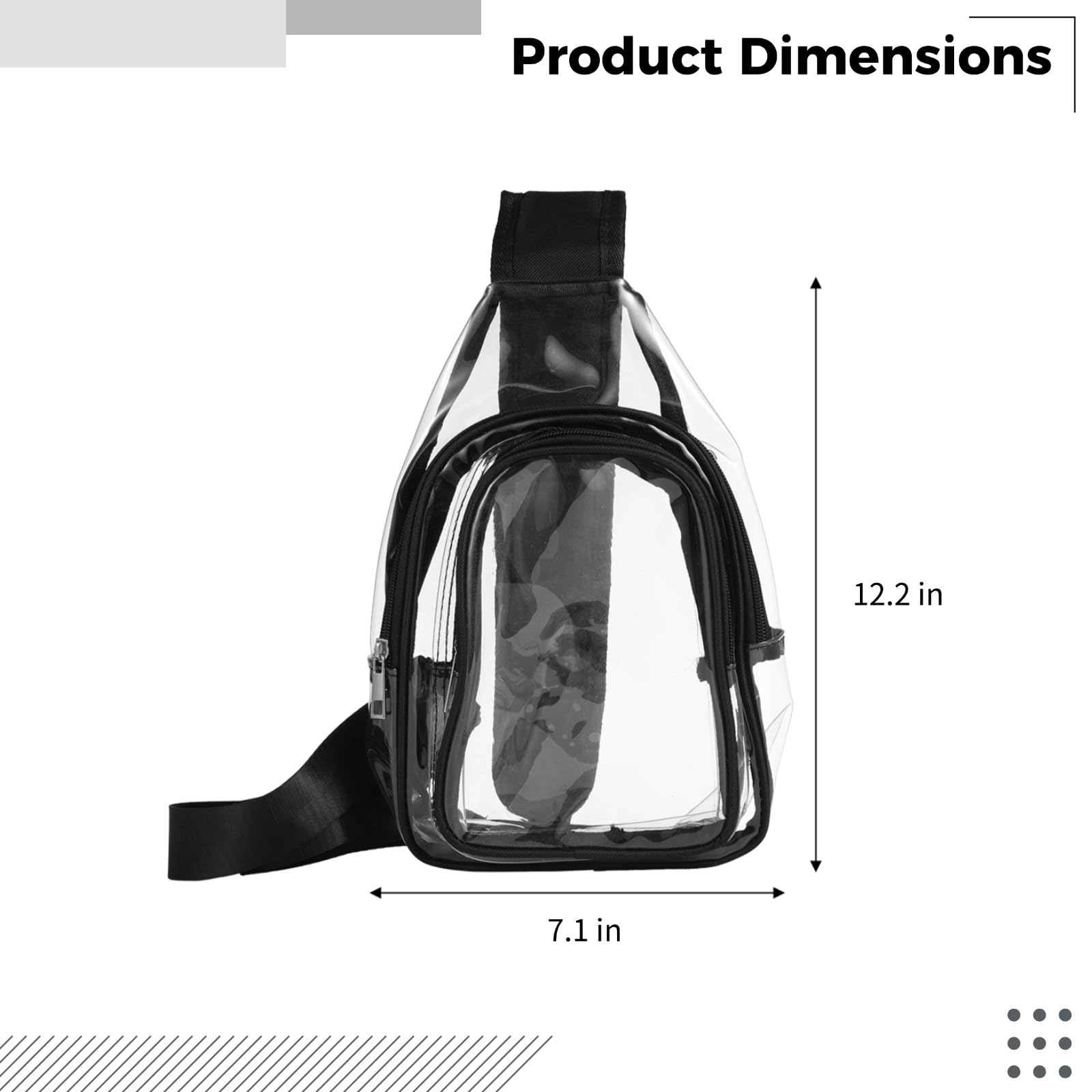 Generisch Transparente Tasche für Stadionevents, klare Stadion-Umhängetasche, unisex, PVC mit Reißverschluss, wasserfest, mit schwarzer Einfassung, für Sportspiele, Konzerte, Partys und Alltag