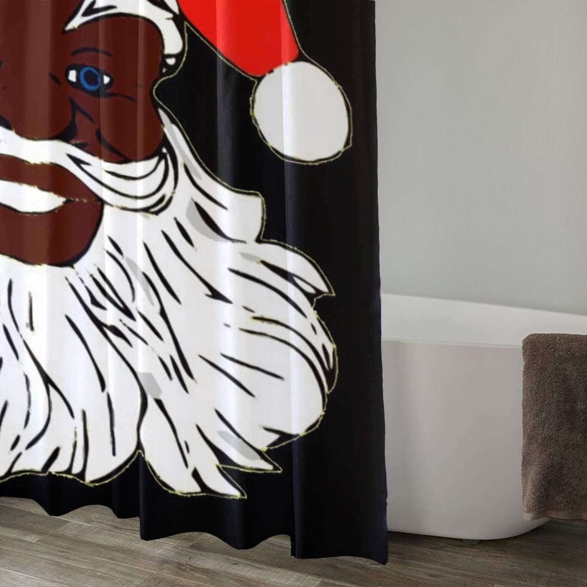 CAIRUO Winking Black Santa Claus African American Christmas Waterproof Fabric Shower Curtains for Bathroom with 12 Plastic Hooks