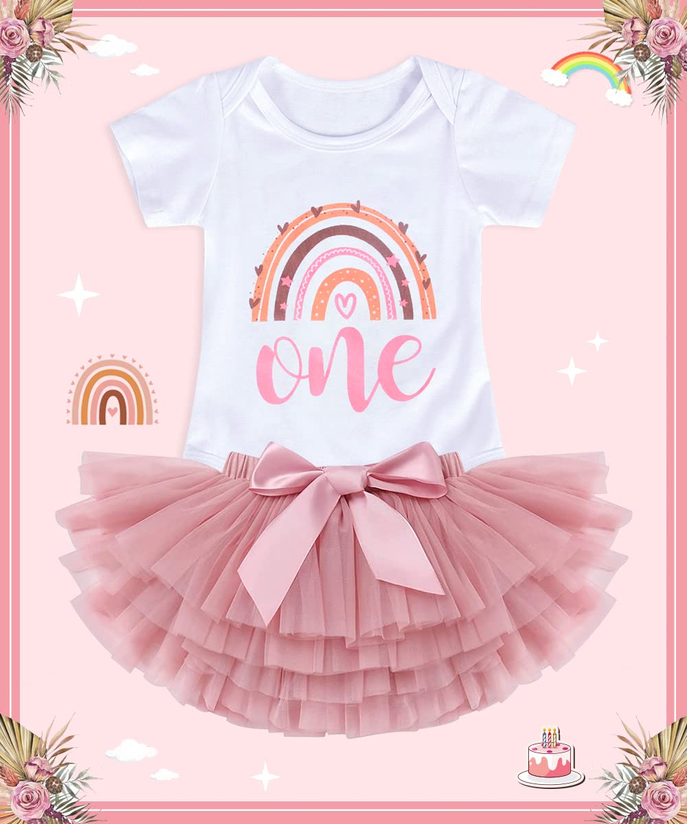 Ensembles Bébés Filles 1er Anniversaire, Tenue D'anniversaire pour Bébé Fille, Barboteuse Body, Robes Tutu, Bandeau Couronne, Bandeau Fleuri, pour la Baby Shower, Fête, Photographie