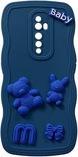 جيني جراب سيليكون بتصميم انسيابي عصري ثلاثي الابعاد لحماية الكاميرا متوافق مع موبايل اوبو رينو 2F (كحلي)