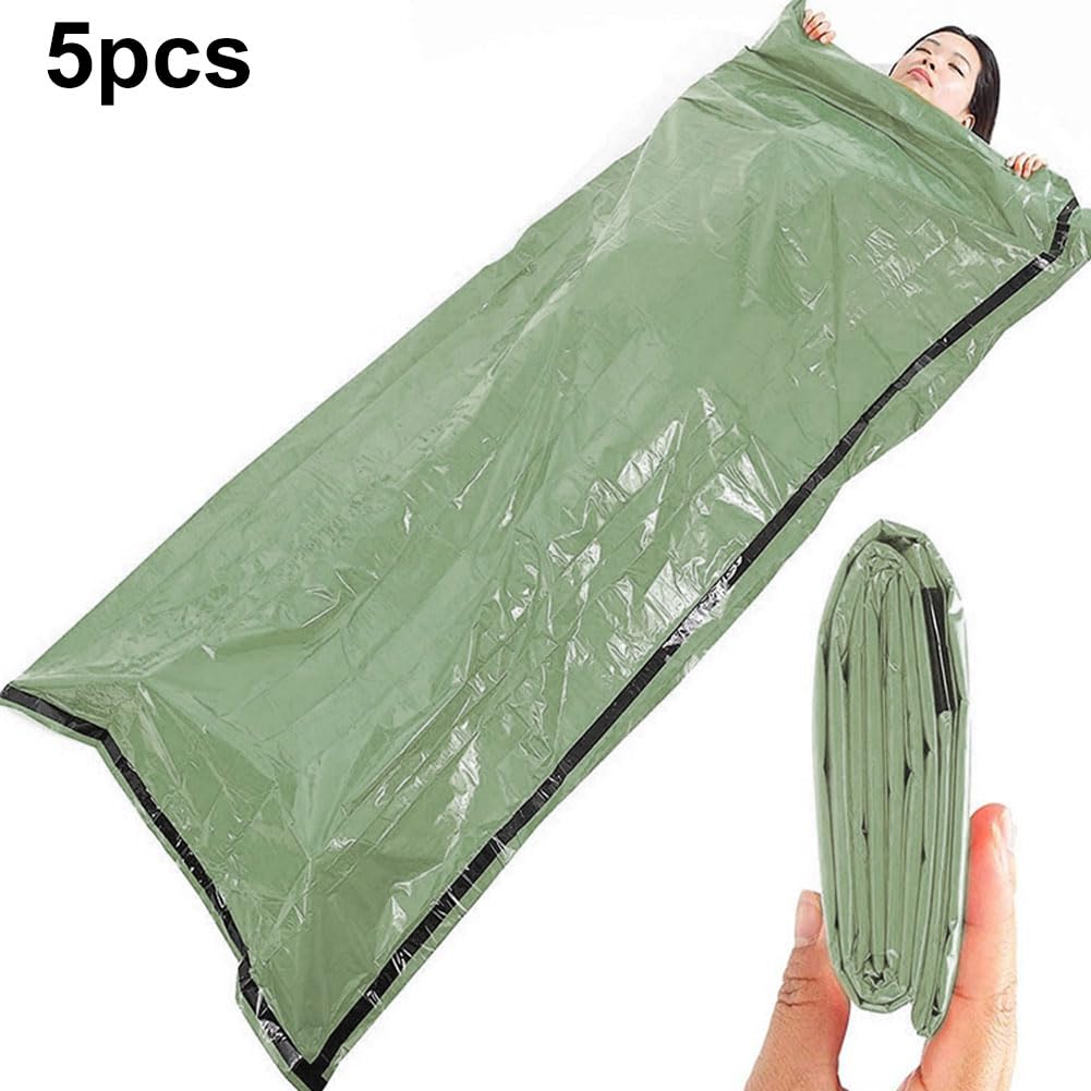 Lote de 2 bolsas de dormir de supervivencia impermeables térmicas, bolsa Bivy portátil para camping, senderismo, aventura