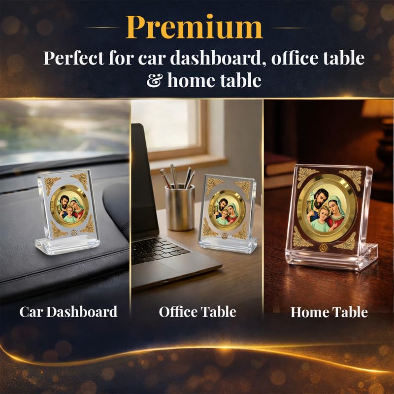 Image of DIVINITI 24K Gold Plated Religious Car Dashboard Frame | Premium God Idol Frame for Car, Home Mandir & Office Table | Spiritual Gift, Decorative Showpiece