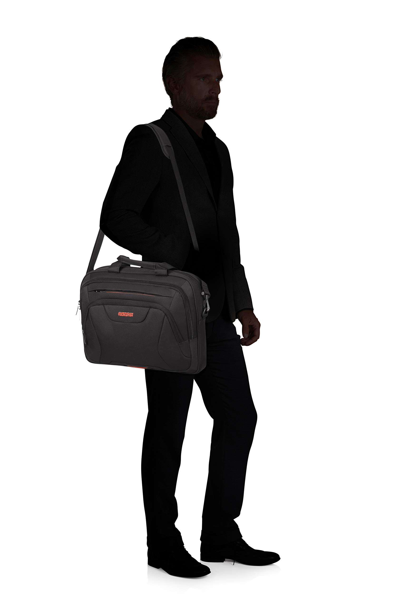 American Tourister AT Work - Borsa per laptop 15.6 pollici, 42 cm, 15 L, Nero/Arancione (Black/Orange)
