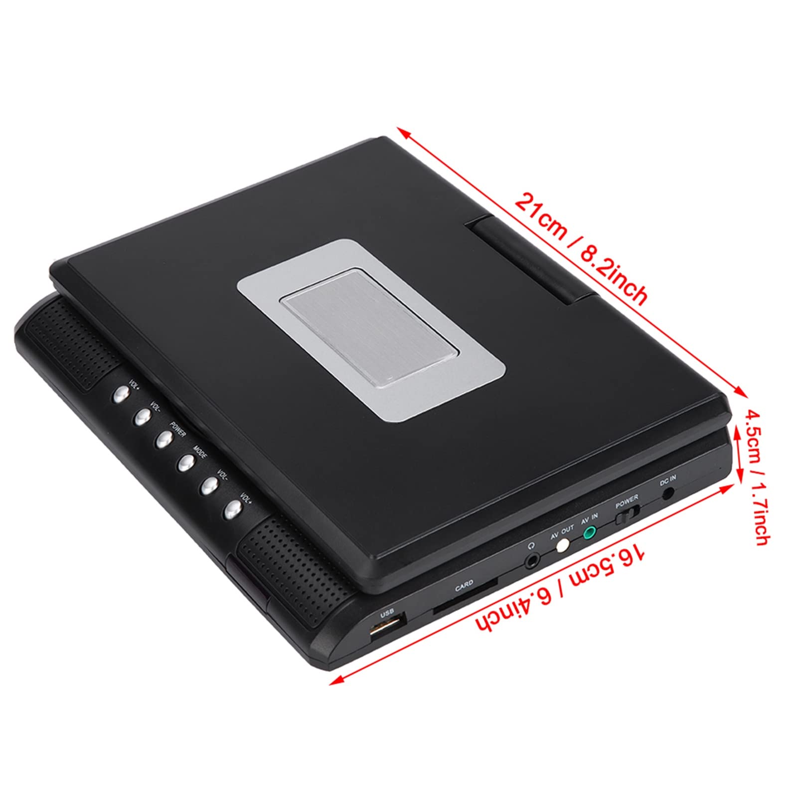 Reproductor de DVD Portátil de 7 Pulgadas, Rotación de 270 Grados Reproductor de DVD Mini Reproductor de TV Compatible con AVI EVD DVD SVCD VCD CD CD R RW, etc. (EU)