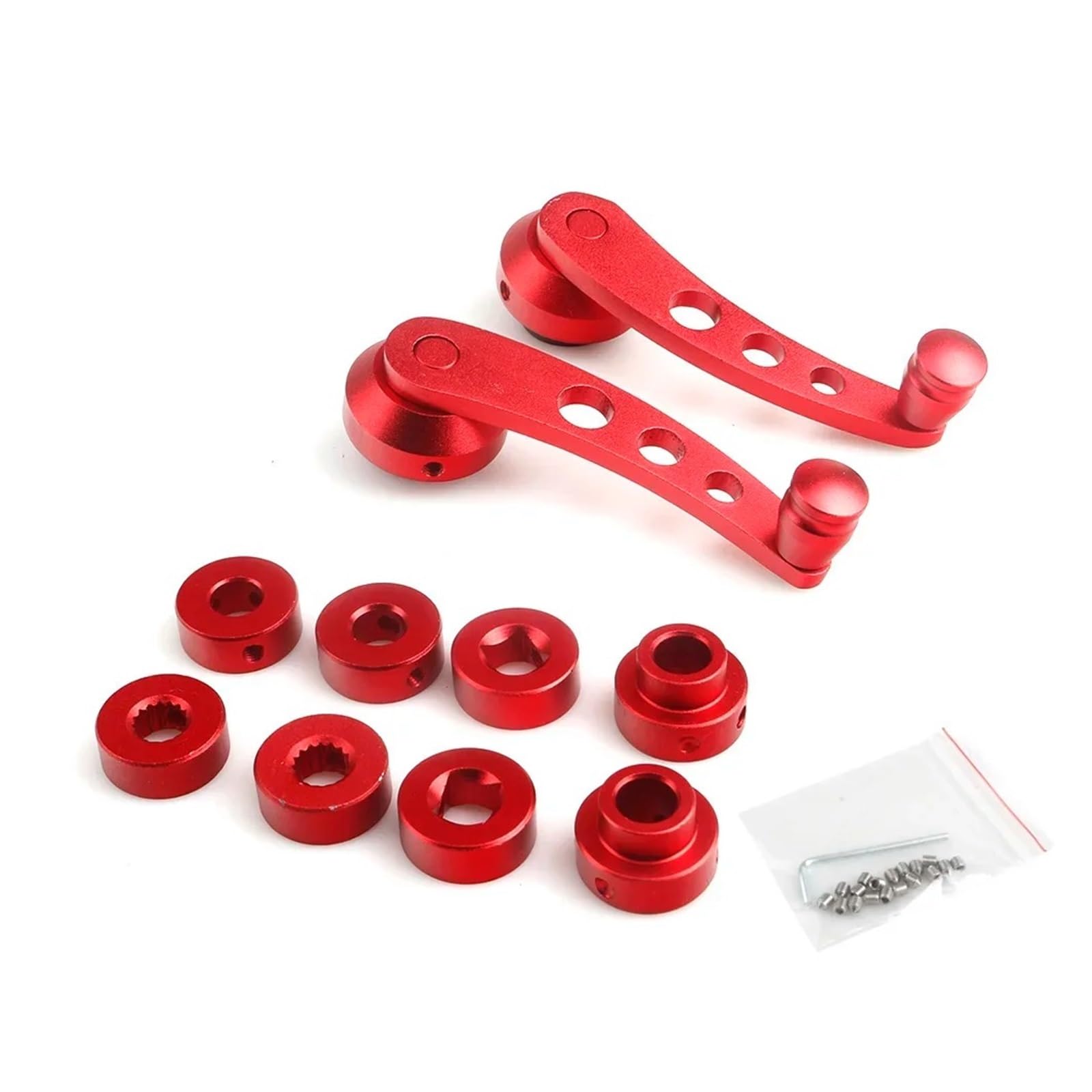 Lhdktee for Universal 2piece Aluminum Alloy Universal Car Window Handle Winder Riser Replacement Winder Crank Riser Kit Car Window Handle(Red)