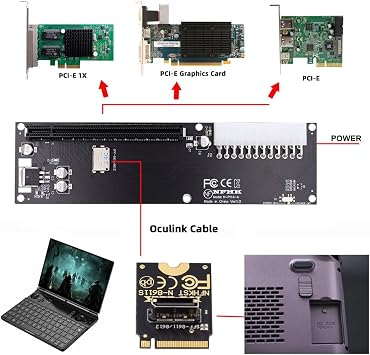 PCI-E 3.0 M.2 M-Key to Oculink SFF-8612 SFF-8611 Host Adapter for GPD Win Max2 External Graphics Card & SSD
