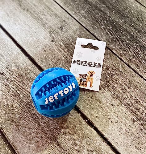 Image of Juguetes, Pelota para Perros Indestructible. Bola masticable resistente a las mordeduras con comedero en sus ranuras Ideal para la limpieza de dientes y entretemiento de sus mascotas (Blue)