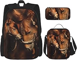 MFTJYO 馬 バックパック スクールブックバッグ 小学生 通学バッグ キッズ ブックバッグ 大学 旅行 ノートパソコン デイパック カジュアル リュックサック, A004 MFTJYO 馬 バックパック スクールブックバッグ 小学生 通学バッグ