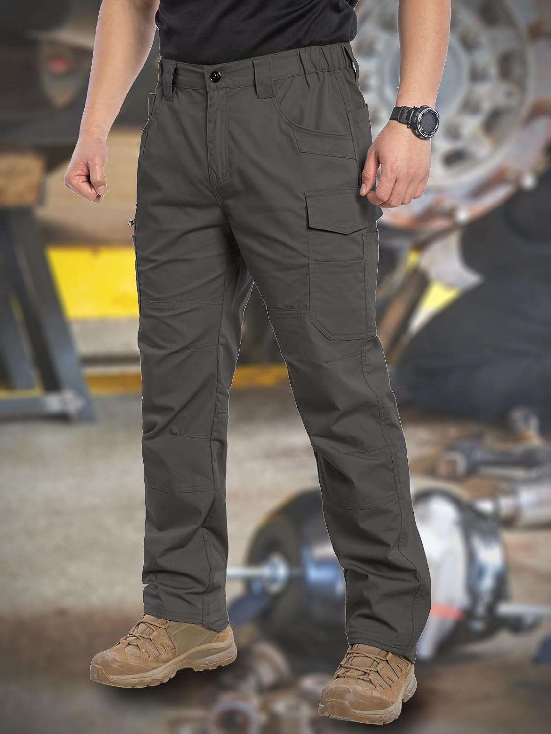 CARWORNIC Men's Stretch Ripstop Work Pants Water Resistant Flex Cargo Pants Lightweight EDC Operator Tactical Utility Pants - Image 3
