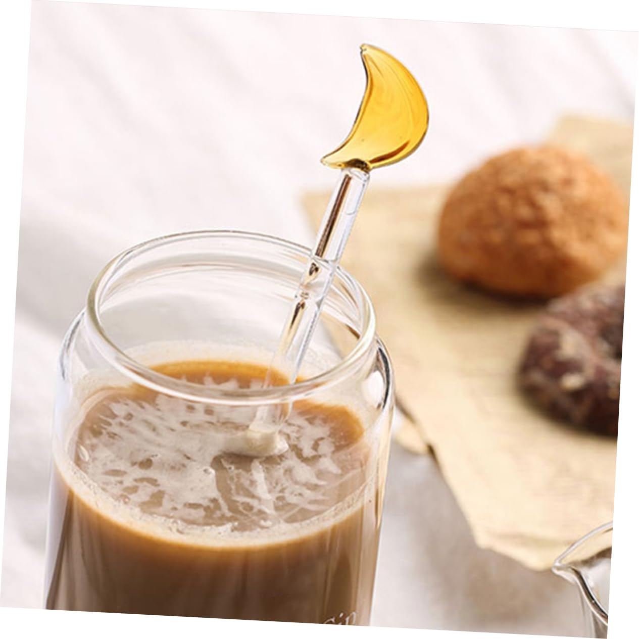 GRIRIW 6Pcs Glass Cocktail Stirrers Reusable Bar Mixing Sticks for Drinks Smooth Surface for Cocktails Tea and Desserts