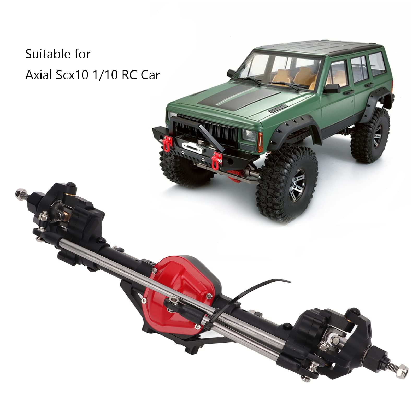 Assale del Portale Anteriore RC, Kit di ASSE Portale di Corse Pesanti in Lega di Alluminio per Assiale SCX10 1/10 Accessorio per Auto Crawler RC (Black)