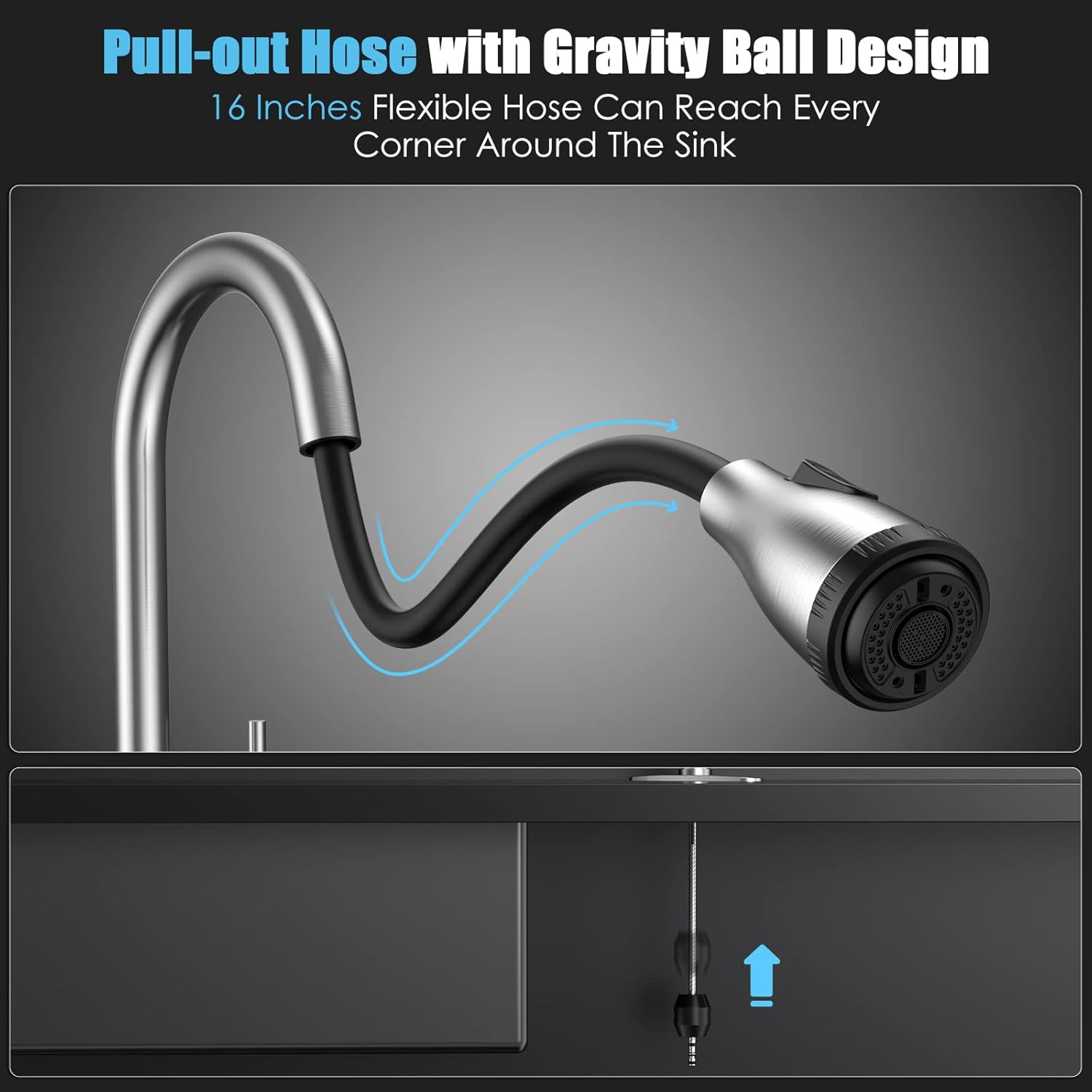 Touchless Kitchen Faucet-WaterSong Kitchen Faucet for Sink w/ Smart Sensor, Auto Off, 4Mode Pull Down Kitchen Sprayer, Single Control Handle, 1/3 Hole Deck Plate, Fingerprint Resistant,Brushed Nickel - - 