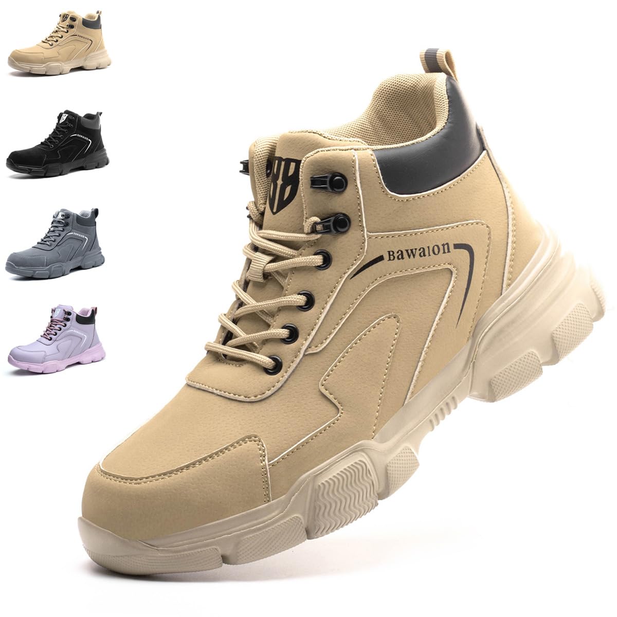 Nasogetch Scarpe Antinfortunistiche Uomo Donna Alte Scarpe da Lavoro Impermeabile Stivali da Lavoro Leggere Comode con Punta in Acciaio