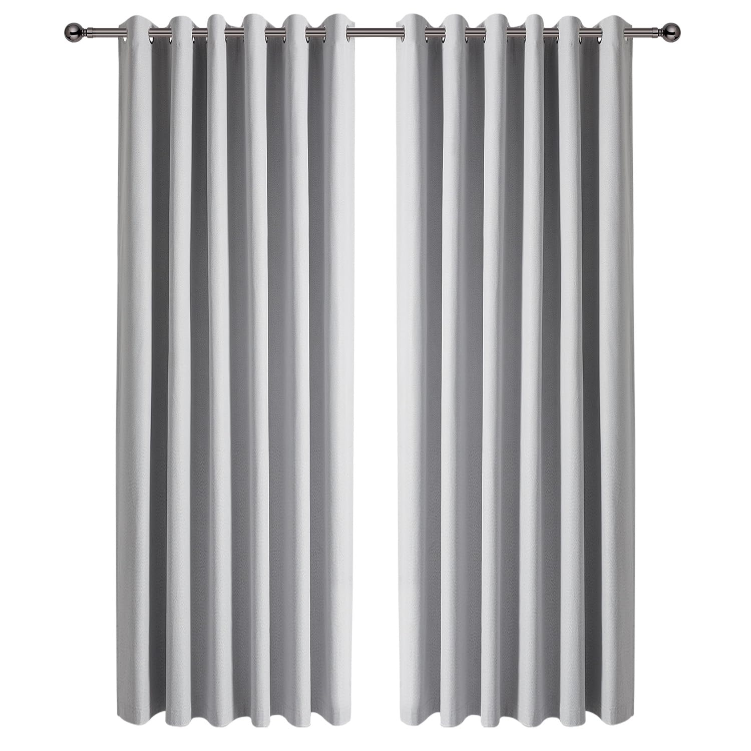 Imperial Rooms 100% Blackout Curtains for Living Room 66x90 Inch Eyelet Curtains for Bedroom Privacy Protection Linen Curtains Silver 2 Panels with Tiebacks