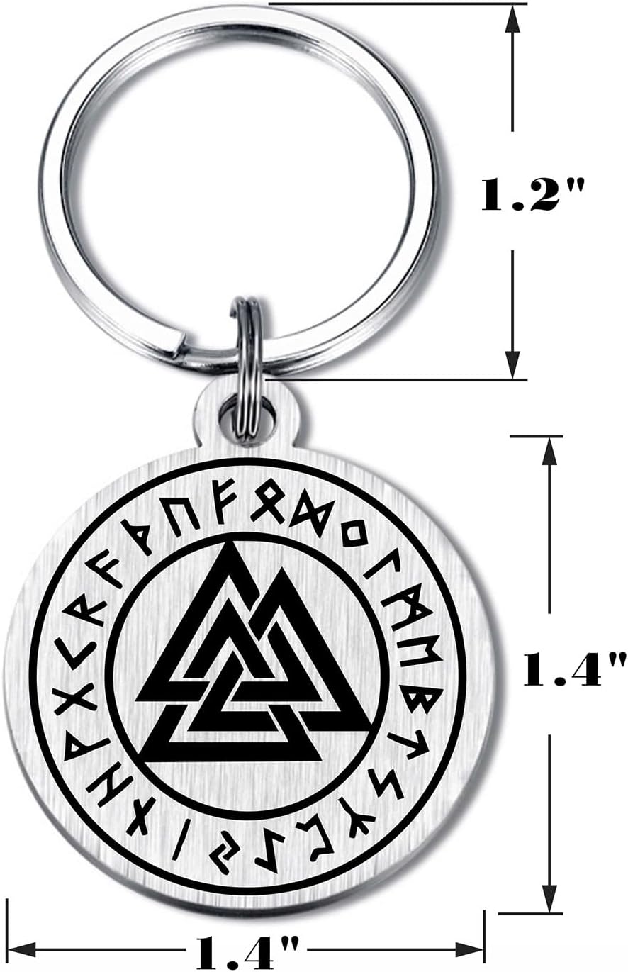 Viking Gifts for Women Men - Norse Mythology Gifts - Vegvisir, Odin, Fenrir, Tree of Life, Valknut Viking Keychain - Image 2