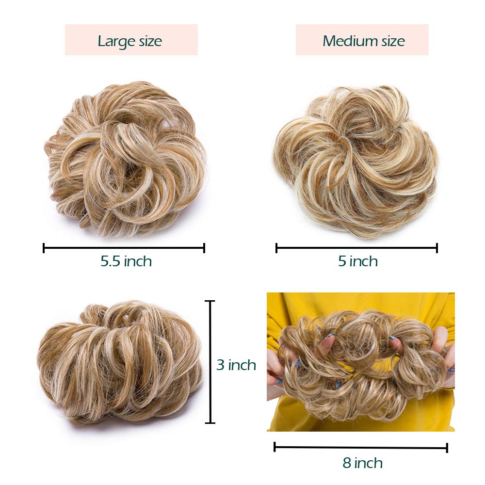 Messy Hair Bun Synthetic Donut Wavy Updo Elastic Scrunchie Full Bridal Hairpiece Amazon.com : Hairro Messy Hair Bun Synthetic Scrunchy Donut  main image 2