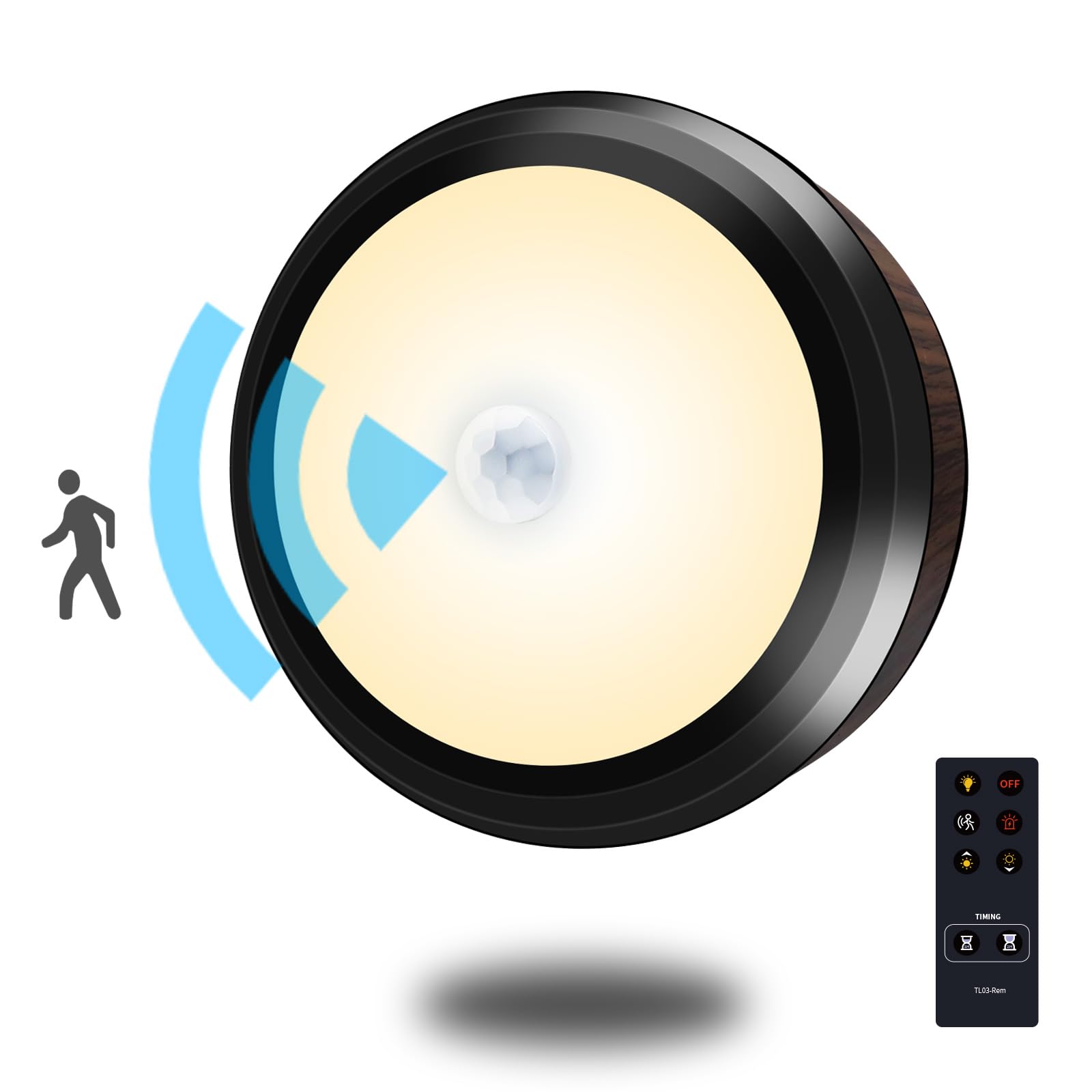 Petorobot Puck Lights Motion Sensor Light Indoor with Remote Battery Powered Under Cabinet Lights Wireless with Alarm Timer Dimmable Function Closet Lights for Cabinet Stairs Shelf Wardrobes