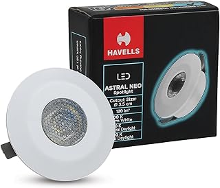 Havells Astral Neo 2W LED Spotlight| Compact Round Design for Small Spaces. Provides A Focused 45° Beam Angle with 3000K W Price In India