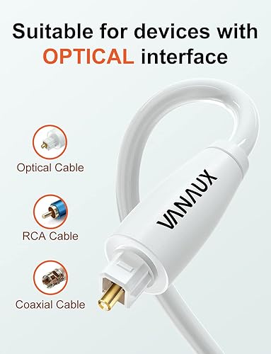Miniatura 4 de Cable de audio óptico blanco, cable óptico digital SPDIF Toslink de fibra óptica para cine en casa, barra de sonido,