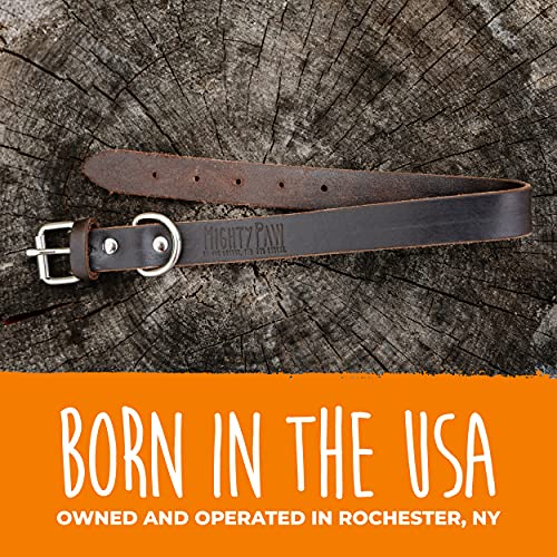 Mighty Paw Leather Dog Collar | Distressed Real Genuine Leather And A Strong Metal Buckle. Super Soft For Ultimate Comfort. Modern Designer Look For Small, Medium, Large And Xl Pets (Brown) #TOP7
