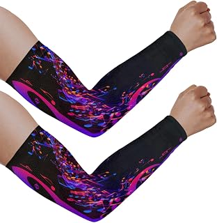 Mangas de braço com proteção solar UV para homens e mulheres, mangas com padrão de notas musicais abstratas protegem os braços esportes mangas de braço proteção solar capa protetora UV, Padrão de nota musical abstrata