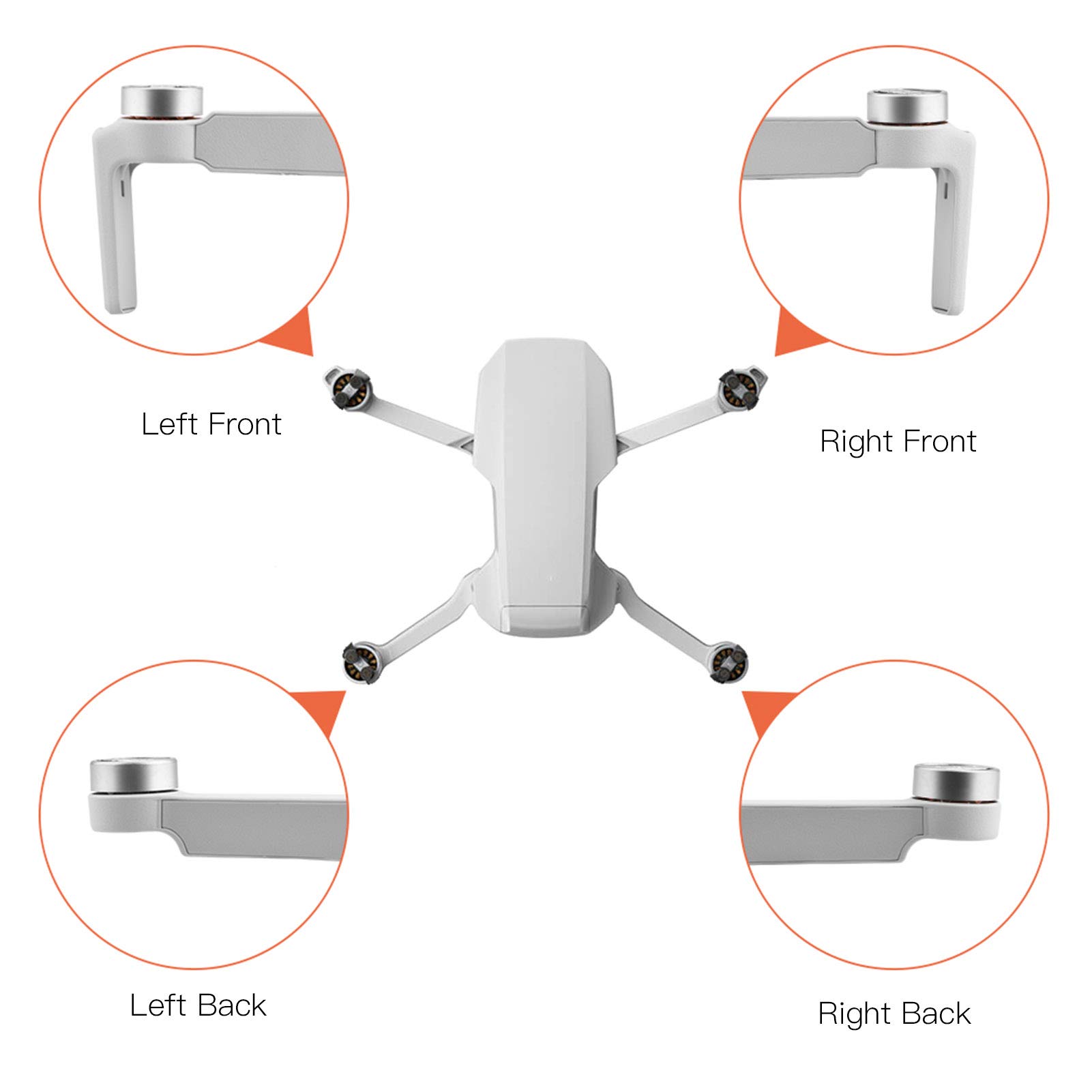 Pezzi di ricambio per riparazione braccio di ricambio per bracci Ainoli Mini RC Drone adatti per drone MINI 2 (Posteriore destro: 51131505864)
