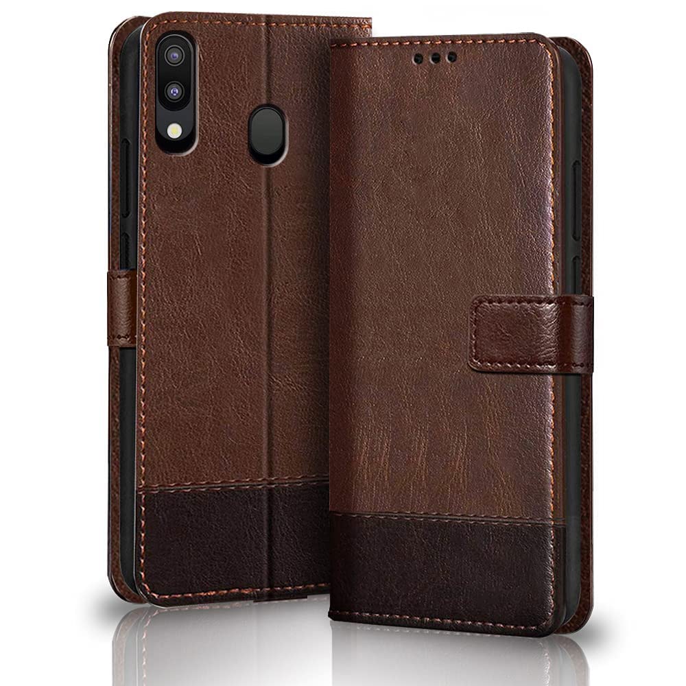 TheGiftKart Flip Back Cover Case for Samsung Galaxy M20 | Dual-Color Leather Finish | Inbuilt Stand & Pockets | Wallet Style Flip Back Case Cover for Samsung Galaxy M20 (Brown & Coffee) (B0BSTXLB6B) Amazon Price History, Amazon Price Tracker