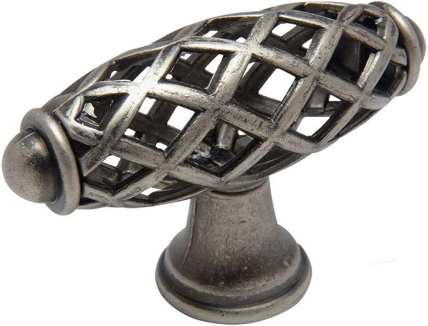 Cosmas 5 Pack 1749WN Weathered Nickel Cabinet Hardware Birdcage Knob