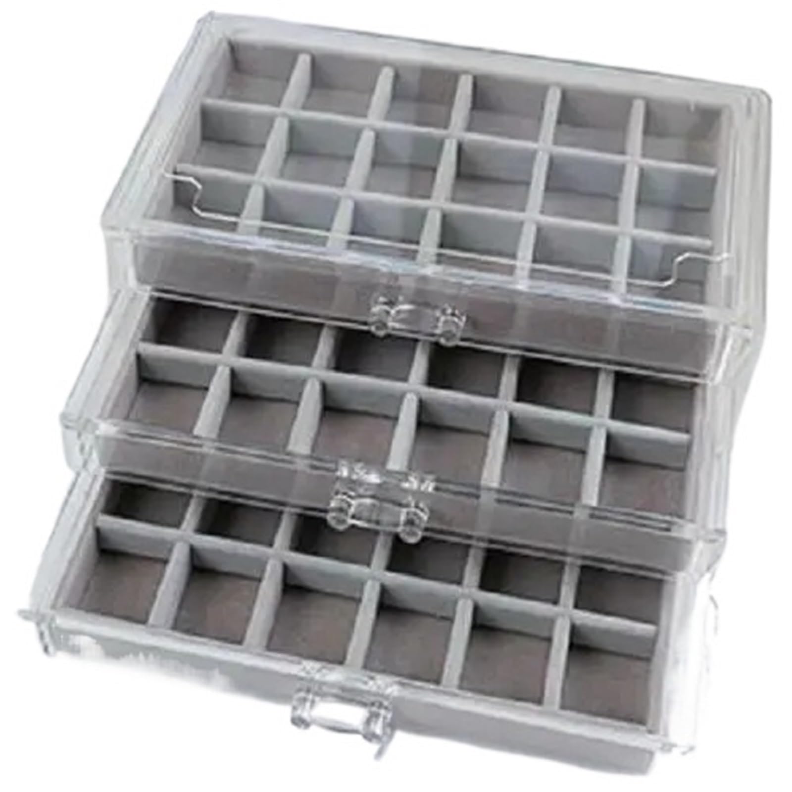 YUSUZH Jewelry Organizer Box Transparent Display Case 5 Layer Earrings Necklace Ring Plastic Organizing Boxes Velvet Tray Gifts for Rings, Earrings