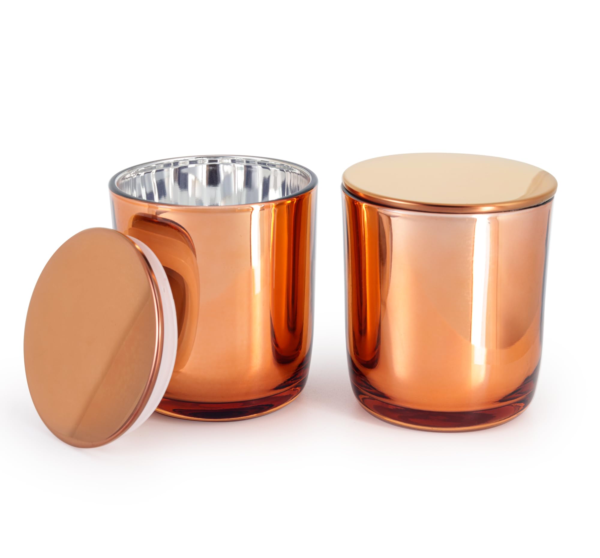 AroparcBulk Candle Jars with Lids, 10oz Elegant Candle Container 12 Pack Empty Candle Holder with Metal Lids Tumbler Jar for Candle Making Candle Tins Candle Making Supplies (Rose Gold)