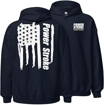 Aggressive Thread Power Stroke Hoodie, Powerstroke Sweatshirt with American Flag