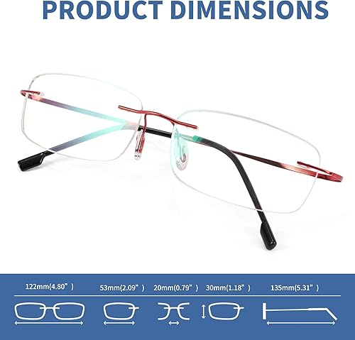 Miniatura 5 de FEISEDY Gafas de lectura ligeras sin montura de acero inoxidable antiazul B2686