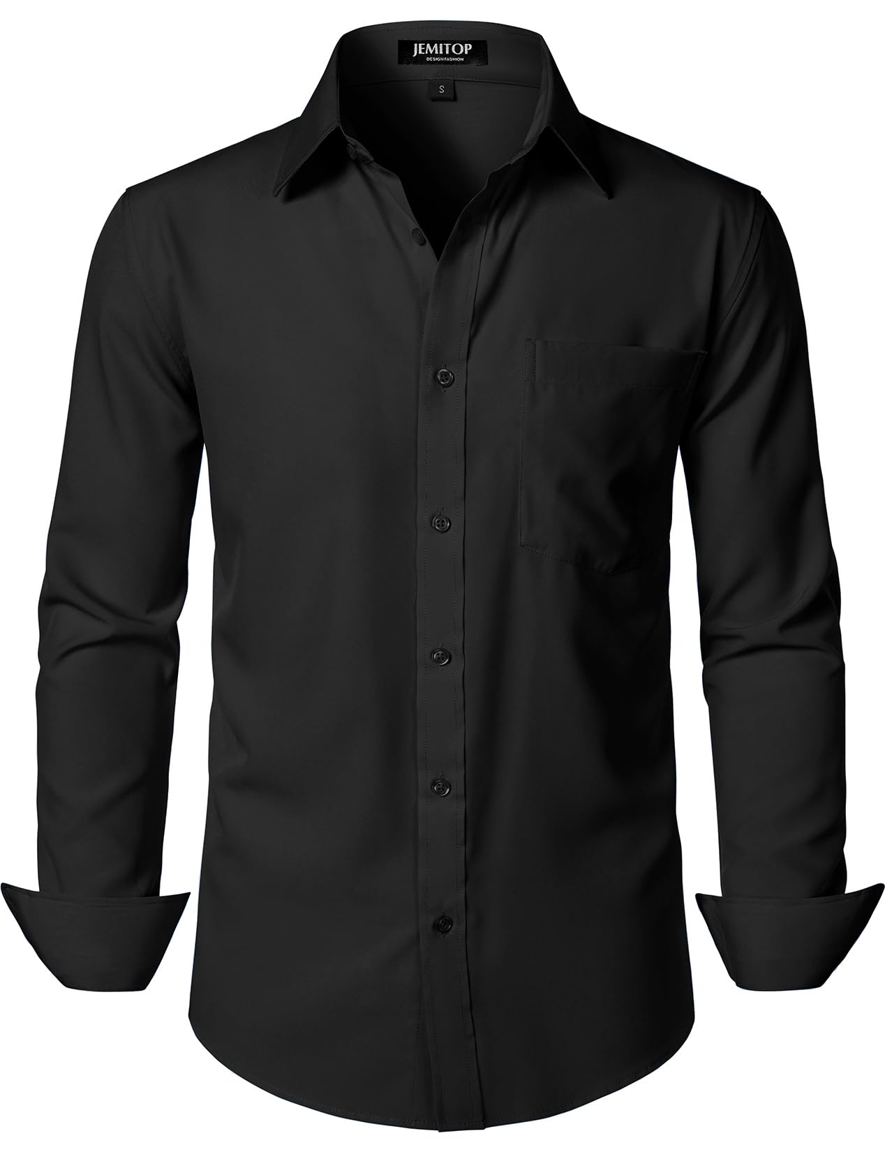 JEMITOP Mens Stretch Regular Fit Long Sleeve Dress Shirts Lightweight Business Casual Button Down Shirts with Pocket