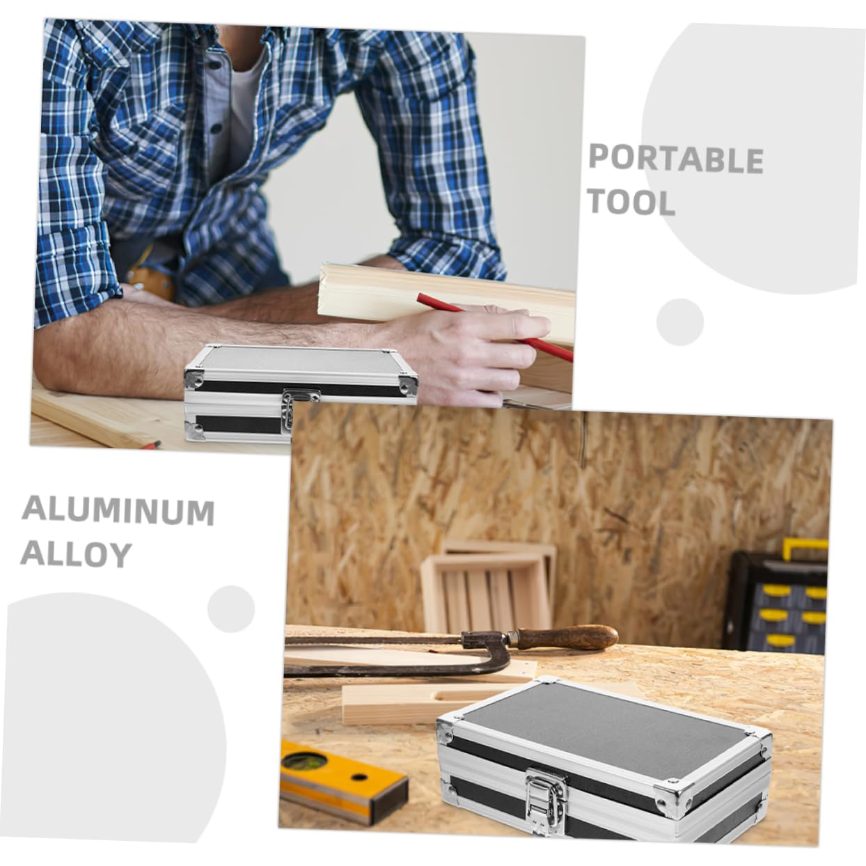 NUOBESTY 2pezzi Scatola Portautensili in Alluminio Maniglia Degli Attrezzi Portatile Per Viaggio Scatola Portaoggetti Antiurto Organizzatore Attrezzi e Robusto