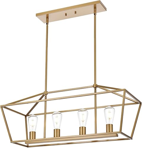 Miniatura 10 de BONLICHT Iluminación de isla de cocina de 4 luces en acabado mate negro lámpara de granja araña industrial lámpara colgante para comedor sala de