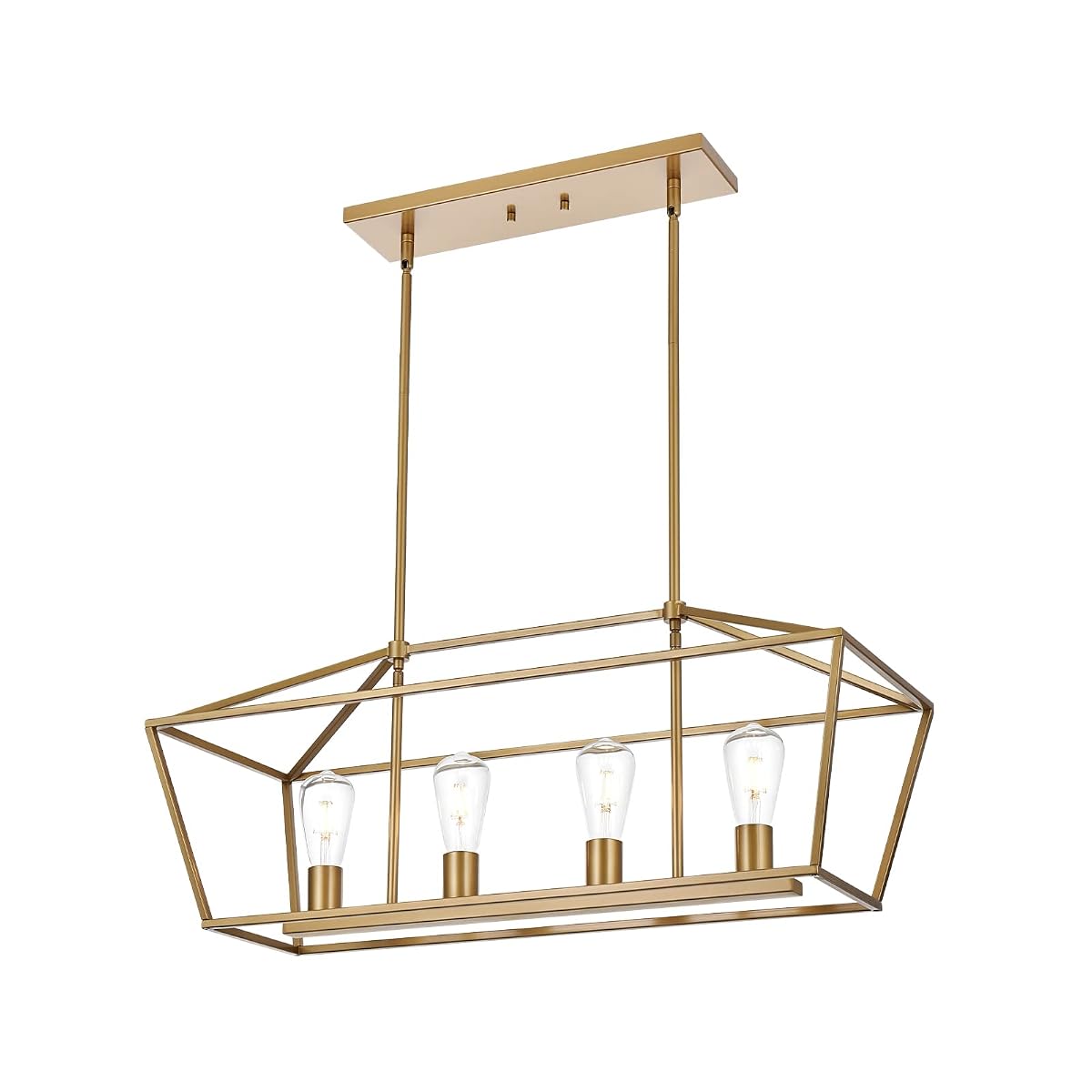 BONLICHT Modern 4 Light Farmhouse Chandelier Gold Linear Kitchen Island Pendant