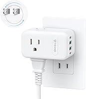 Vista 15 de TROND - Extensor de toma de corriente con enchufe giratorio de 360, divisor de 3 tomas de CA con 2 cargadores USB C PD de 20W, adaptador de enchufe