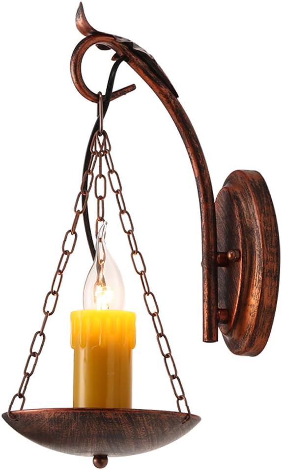 Vintage Candle Hanging Nostalgic Classical Resin Candle Holder Industrial Indoor Home Decor Wall Lamp Bronze Chain Retro Wall Lantern For Bar Restaurant Aisle Hotel Vintage Exterior Light Fixtur